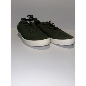 George Men Knit Sneakers Olive Green Lace Up Casual Shoes 10 Slip On Grip NWT